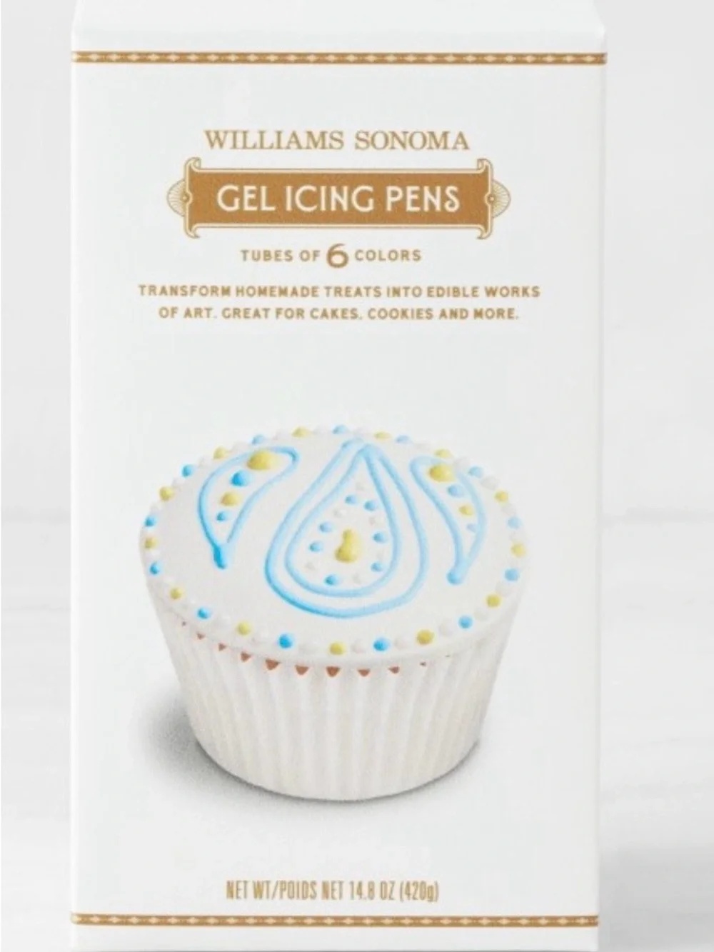 Williams Sonoma Gel Icing Pens - White with Blue and Yellow Accents